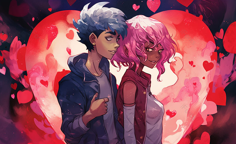 卡通人物男女浪漫情人节情人手绘图,插画/手绘图,插画/手绘图库,插画/手绘图下载,插画/手绘